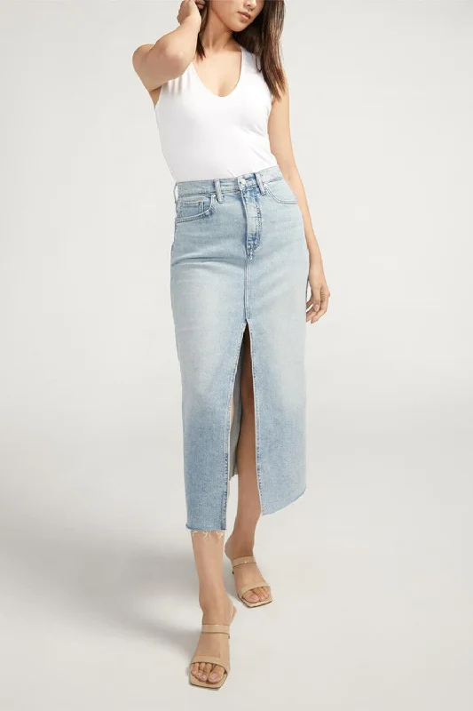 Silver Jeans Co. Front-Slit Midi Jean Skirt summer skirt style