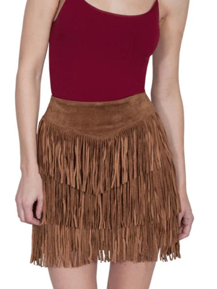 SCULLY WOMEN'S SHORT FRINGE SKIRT denim skirt classic