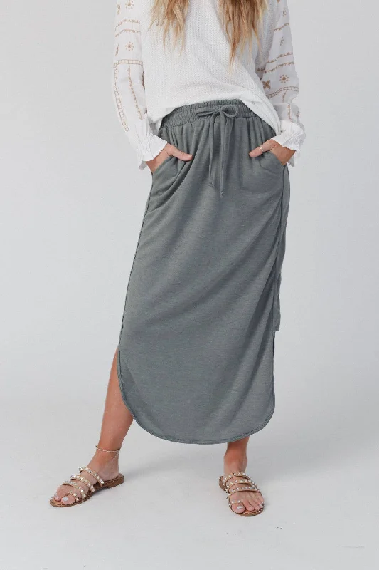 So Comfy Drawstring Maxi Skirt a-line skirt cut