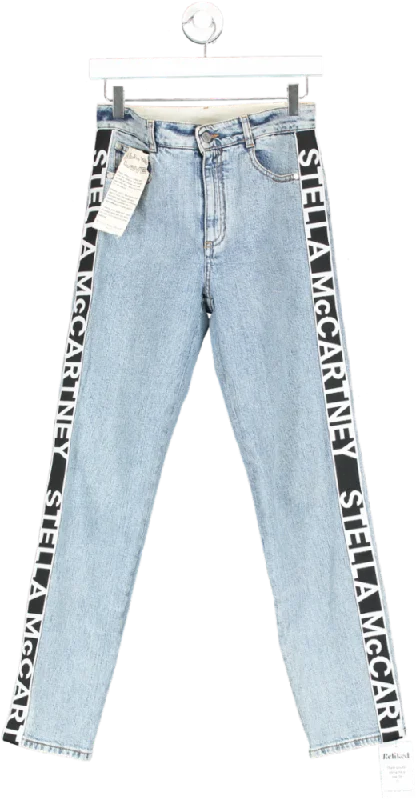 Stella McCartney Blue Logo-stripe Skinny Mid-rise Jeans W26 Fashionable Mom Jeans