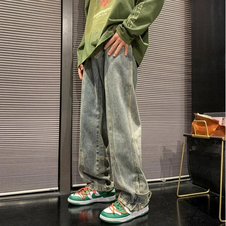 Straight Leg Baggy Jeans Cozy Relaxed Fit Denim Jeans