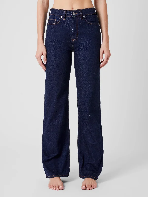Stretch Denim Wide Flare Full Length Jeans 34 Inch Casual Distressed Denim Jeans