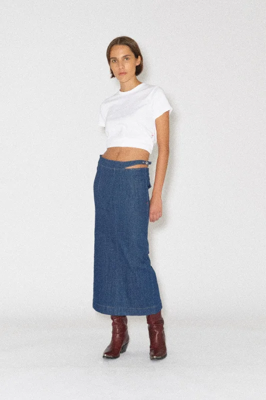 TMRW Brown Stitch Skirt - Crude Indigo wool skirt thick