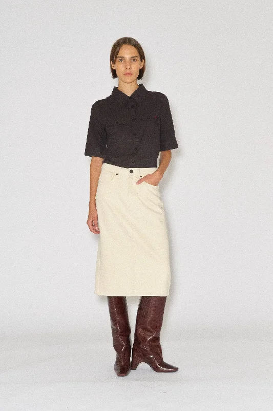TMRW Hepburn Pencil Skirt - Ecru silk skirt luxurious