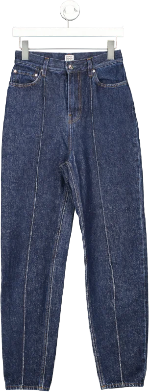 Totême Blue Tapered Leg Dark Denim Jeans W25 Comfortable Low-Rise Jeans