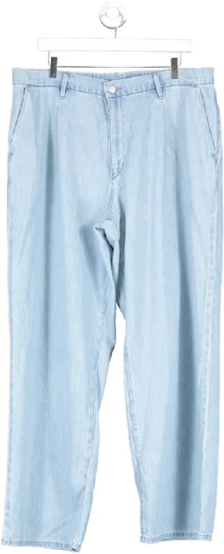Uniqlo Blue Wide Leg Straight Jeans W34 Stylish Bootcut Denim Jeans