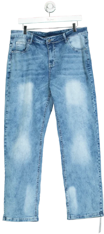Light Blue Jeans UK 2XL Stylish Shredded Denim Jeans