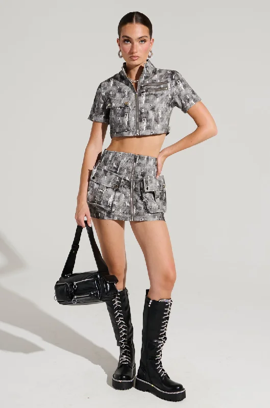UNREAL ZIP UP MINI SKIRT velvet skirt plush
