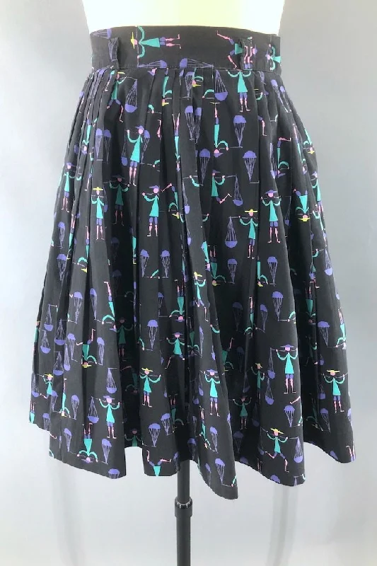 Vintage 1950s Novelty Print Skirt cashmere skirt plush