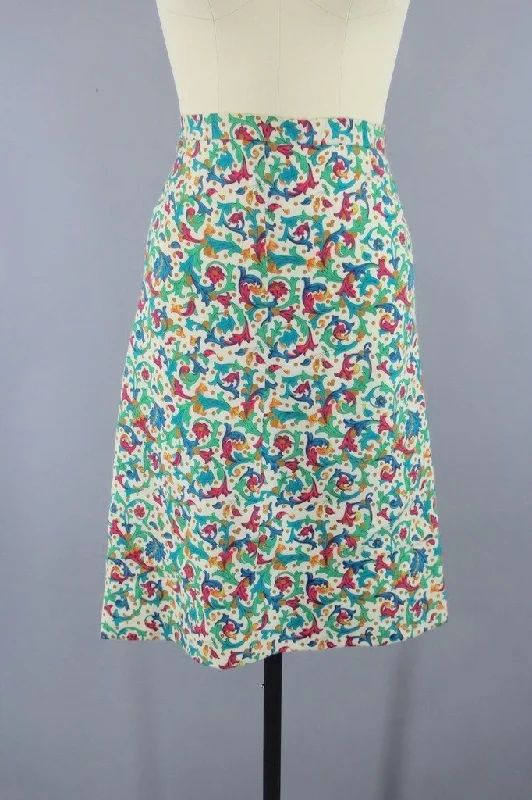 Vintage Ivy Print Floral Pencil Skirt pencil skirt chic