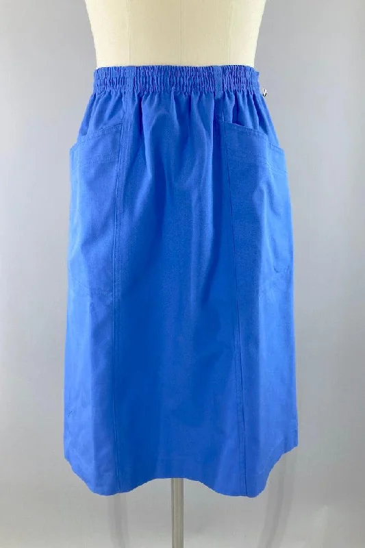 Vintage 1980s Blue Koret Skirt satin skirt smooth