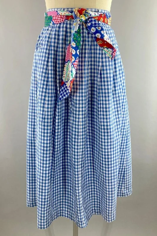 Vintage 80s Blue Gingham Skirt mini skirt trendy