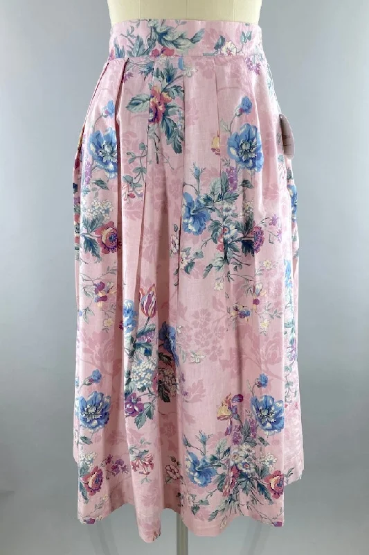 Vintage Cottagecore Pink Floral Skirt maxi skirt elegant