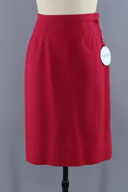 Vintage Red Wool Pencil Skirt summer skirt style