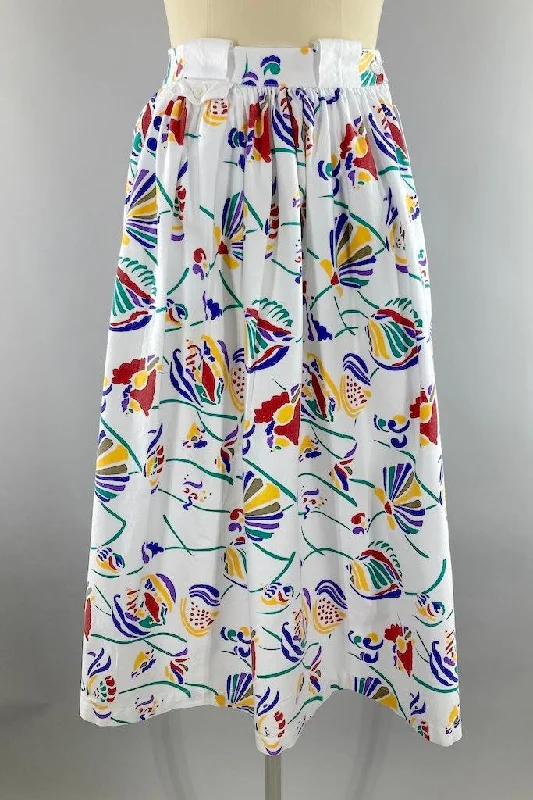 Vintage Seashell Print 80s Skirt leather skirt sleek