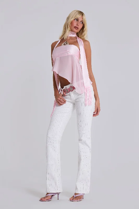 White Pinstripe Thirteen Jeans Stylish Slim Fit Denim