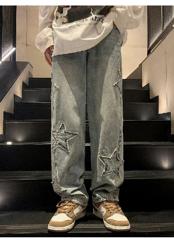 Y2K Star Embroidered Jeans Chic Vintage-Inspired Denim Jeans