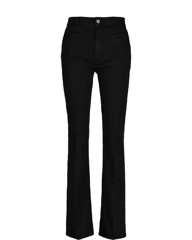 Flare Colour Jeans - Ebony Black Comfortable Mid-Rise Jeans