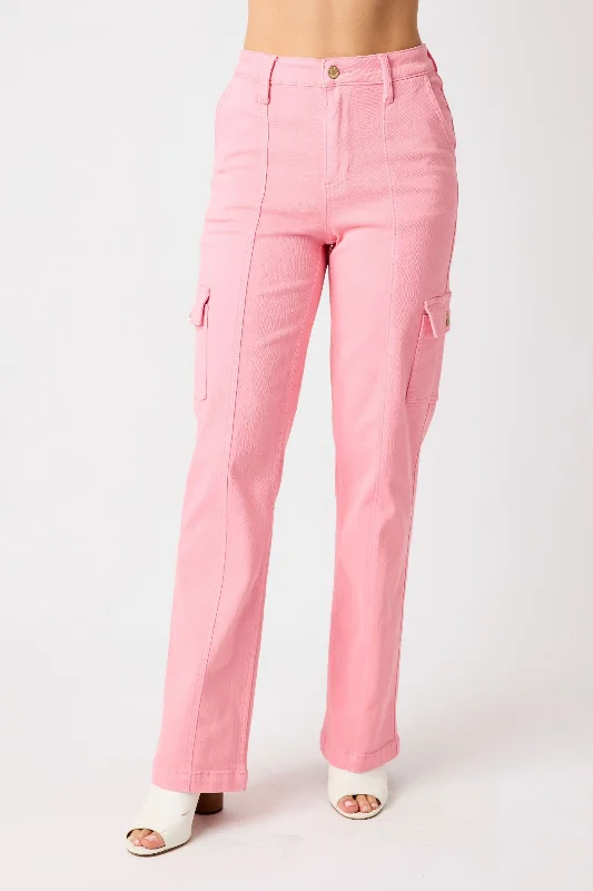 Judy Blue High Waist Garment Dyed Cargo Straight Jeans 88837 - Exclusive Stylish Stone-Wash Denim Jeans Judy Blue High Waist Garment Dyed Cargo Straight Jeans 88837 - Exclusive Stylish Stone-Wash Denim Jeans