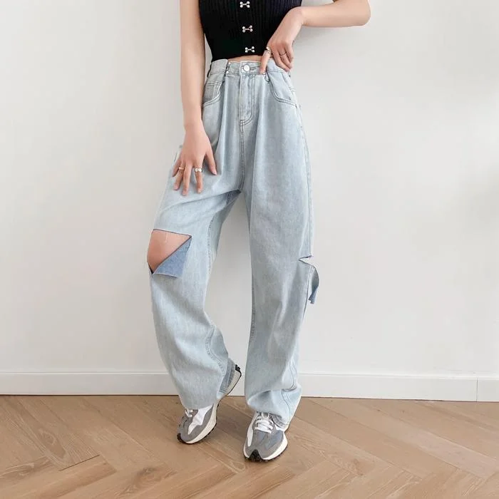 Loose Denim Jeans Casual Wide-Legged Denim Jeans