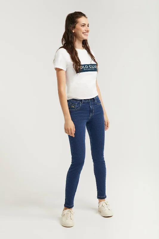 Jeans Slim fit de mujer con detalle bordado Polo Club Trendy Cut-Off Denim Shorts