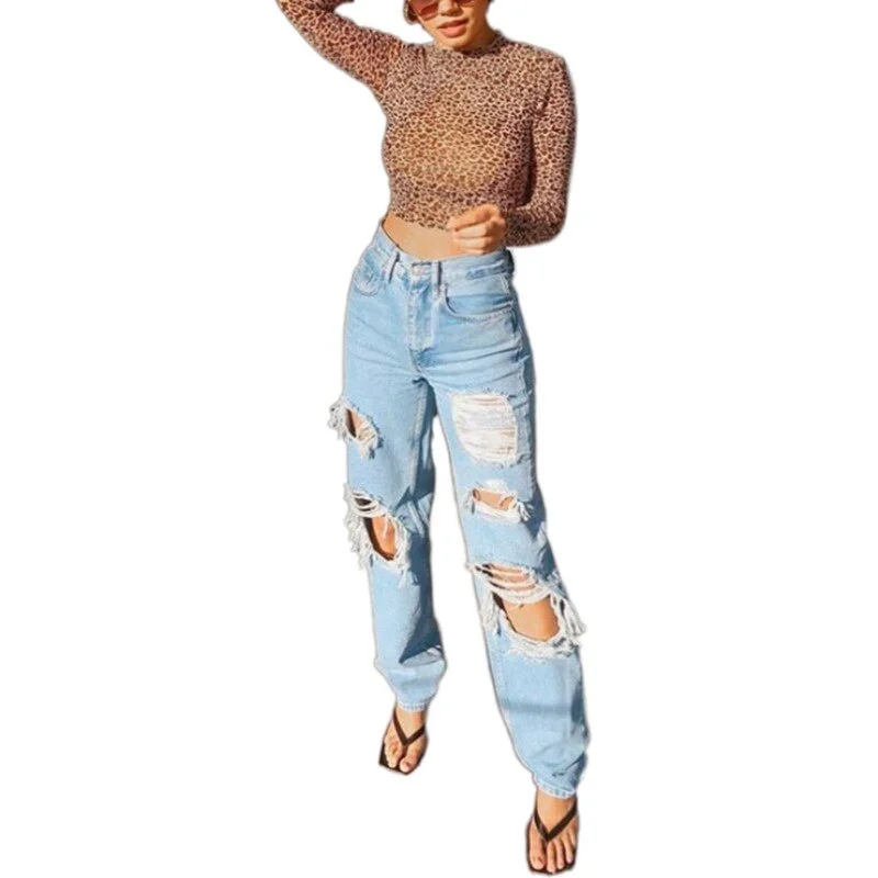 Ripped Boyfriend Jeans Women Distressed | High Waist Boyfriend Jeans Casual Distressed Denim Jeans Ripped Boyfriend Jeans Women Distressed | High Waist Boyfriend Jeans Casual Distressed Denim Jeans