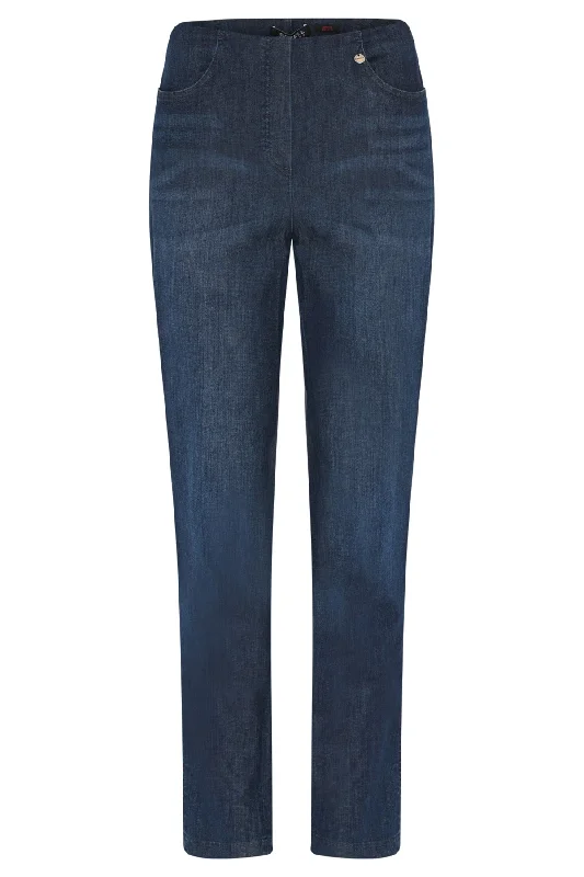 Robell 53437-54159 Bella Full Length Denim Jeans Elegant Raw Hem Jeans