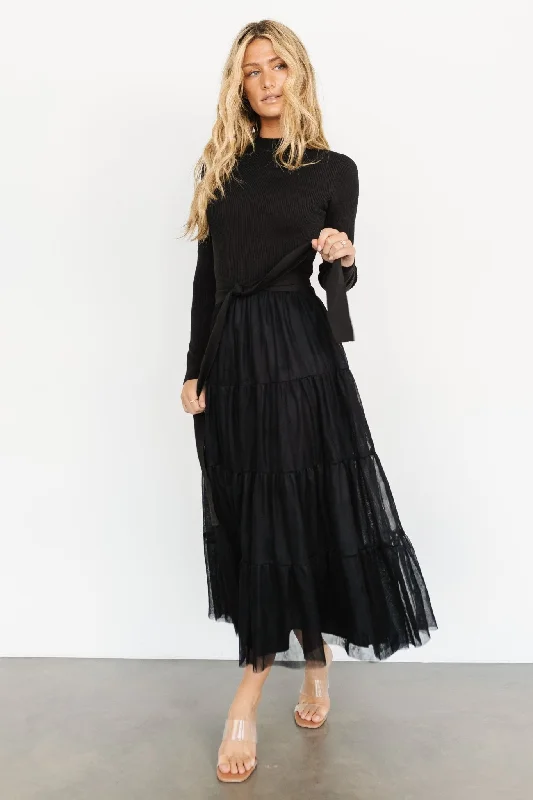 Demi Sweater Tulle Dress | Black Elegant Classic Vintage