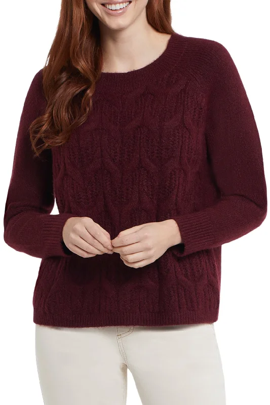 Tribal Crew Neck Sweater 1110O-3590-1643 Merlot Nylon Fabric Polyester Fabric Spandex Fabric