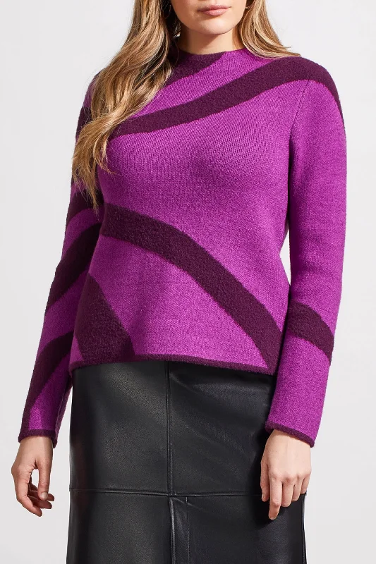 Tribal Mockneck Jacquard Sweater 7931O-4857-3123 Bright Violet Modern Contemporary Chic