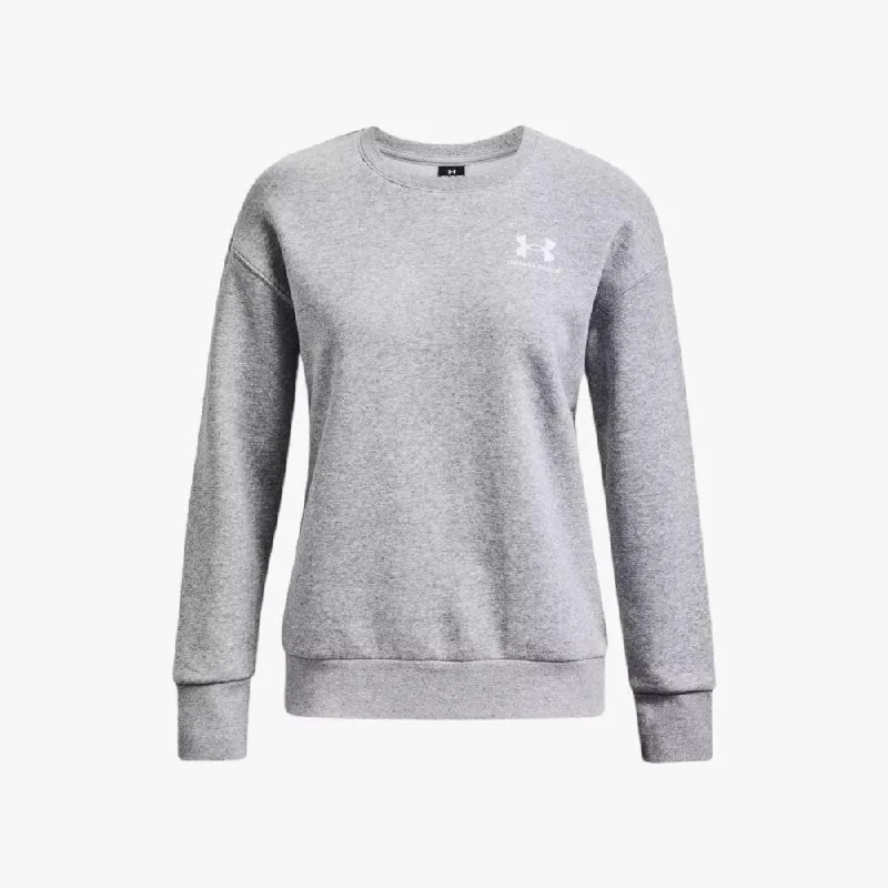 Under Armour Womens Essential Fleece Crew Sweater Grey 011 Terry Blend Velvet Blend Canvas Blend