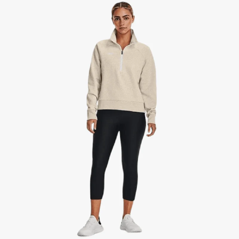 Under Armour Womens Rival Fleece Hz Sweater Oatmeal 784 Mesh Blend Leather Blend Suede Blend