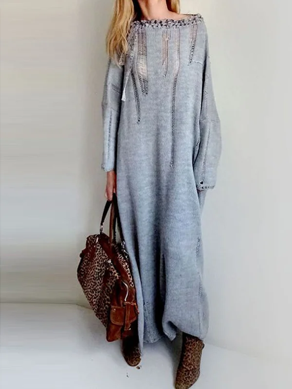 Boho Style Knitted Sweater Casual Dress Lightweight Heavyweight Midweight