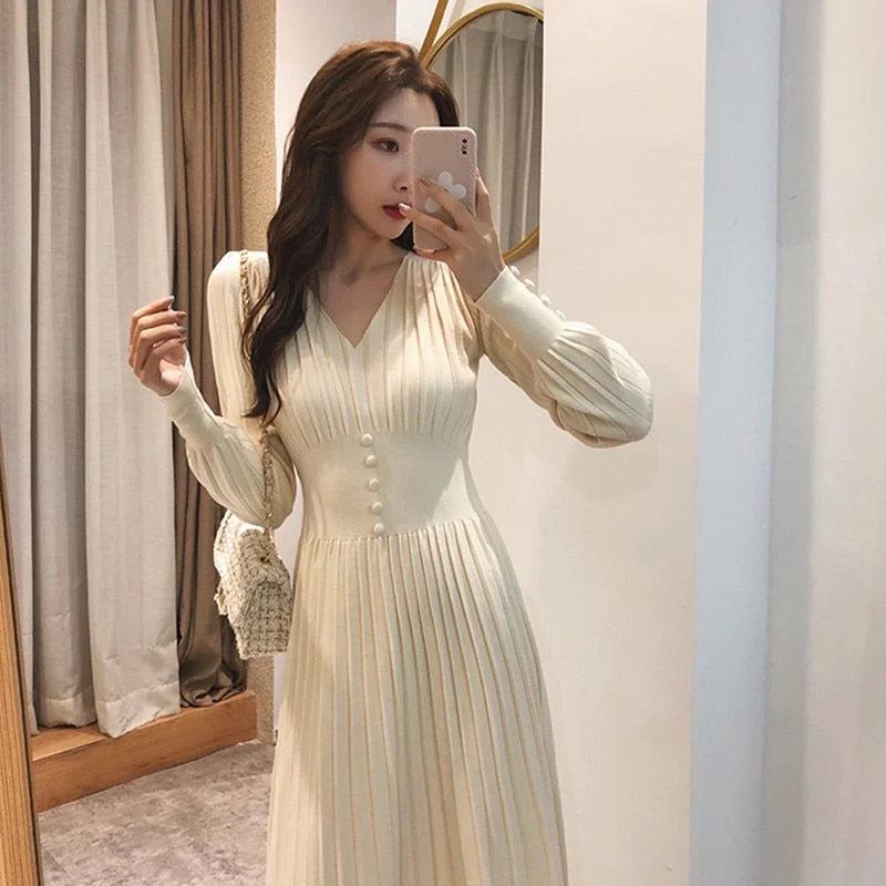 Thick Winter Women'S Dress 2022 Fall Sweater Women Dress Long Sleeve Knitted Dresses Maxi Vintage Oversize Dresses Knitting Graphic Sweater Embroidered Appliqued