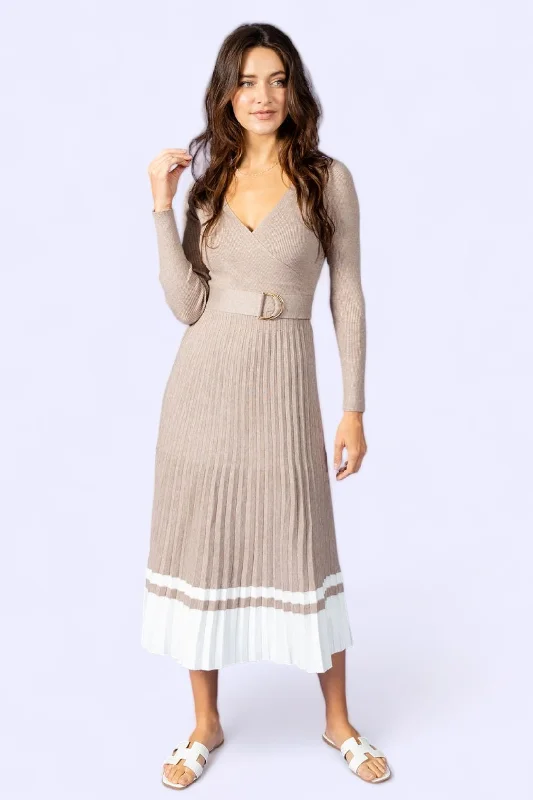 I've Loved You For So Long Pleated Sweater Dress Tailored Straight A-Line