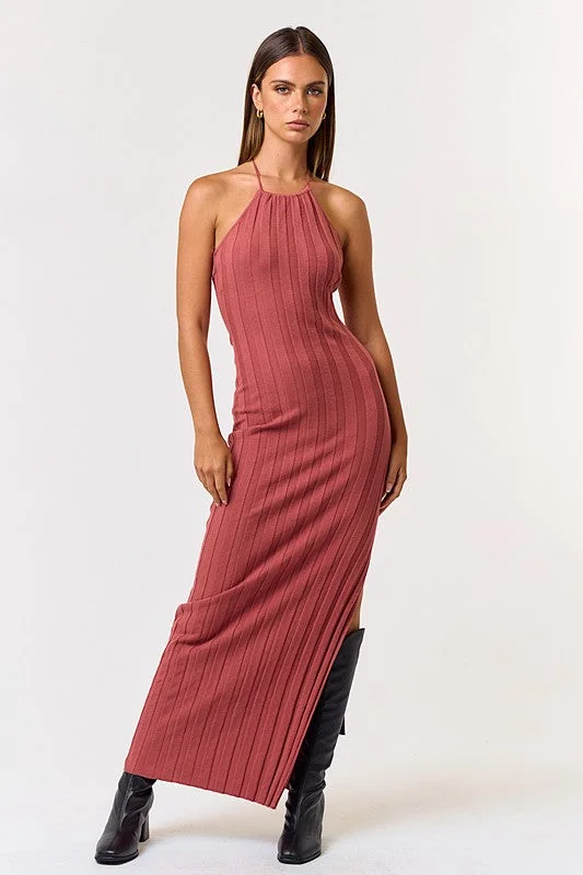 Young Heart Sweater Halter Maxi Dress Turtle Neck Boat Neck Asymmetrical Neck