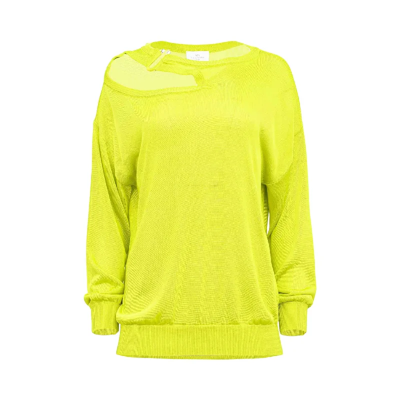 Nenette Women's Light Green Sweater Graphic Sweater Embroidered Appliqued