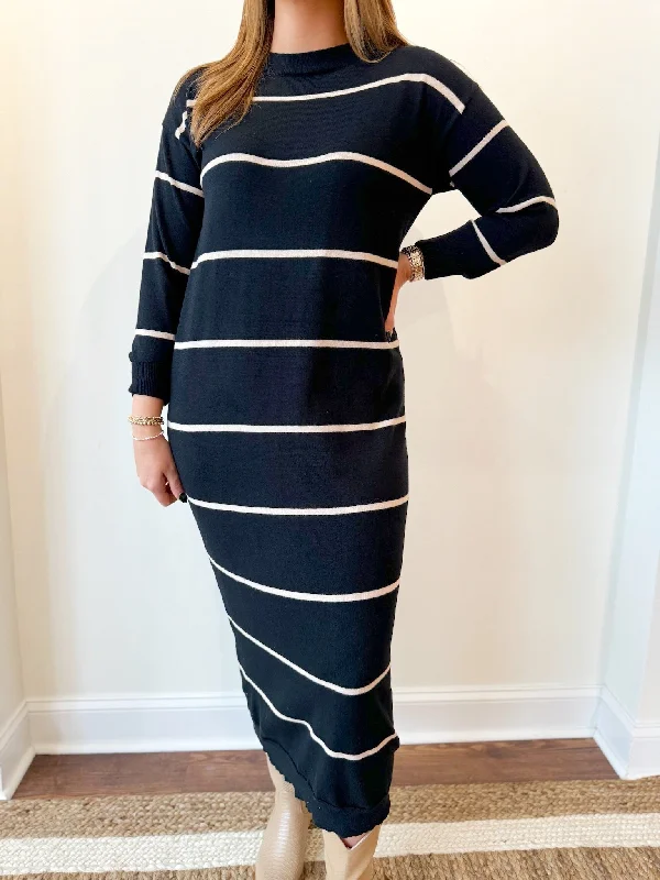Alexandra Sweater Dress Striped Floral Plaid