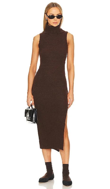 ASTR the Label Irina Sweater Dress in Chocolate Print Jacquard Patchwork