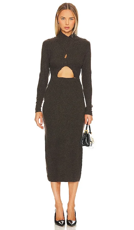 ASTR the Label Spencer Sweater Dress in Charcoal Lace Blend Ribbed Blend Corduroy Blend ASTR the Label Spencer Sweater Dress in Charcoal Lace Blend Ribbed Blend Corduroy Blend