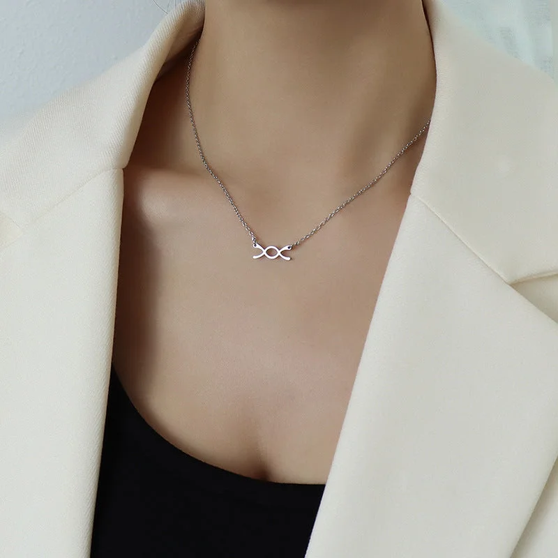 Steel bow necklace 40 5cm
