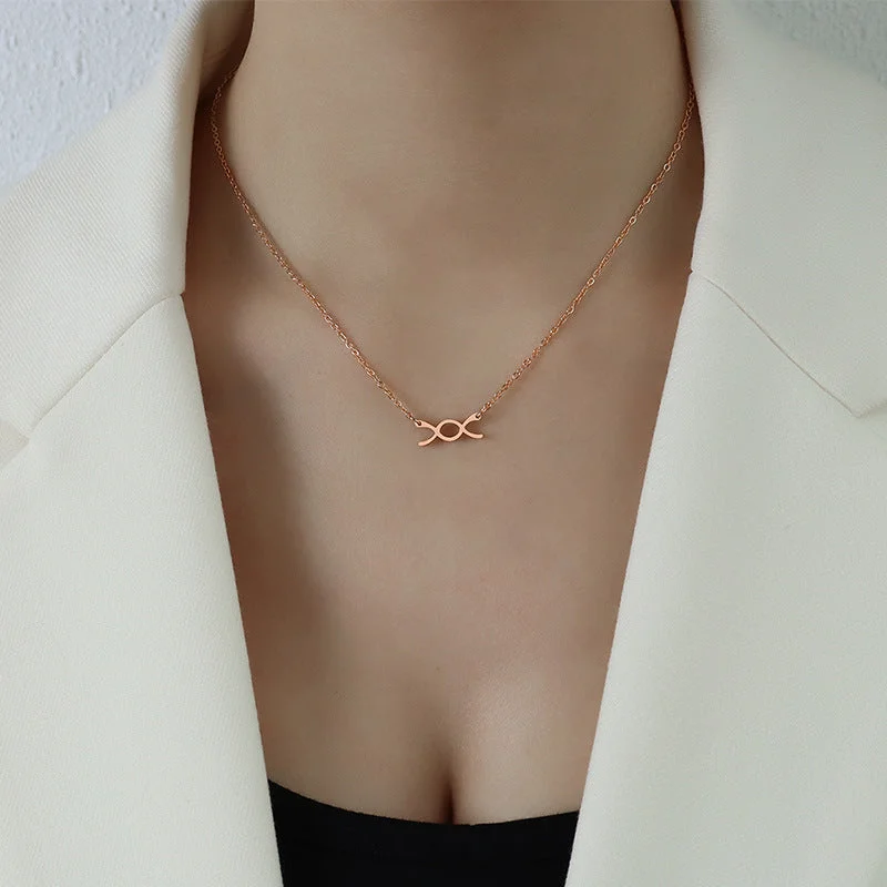 Rose gold bow necklace 40 5cm
