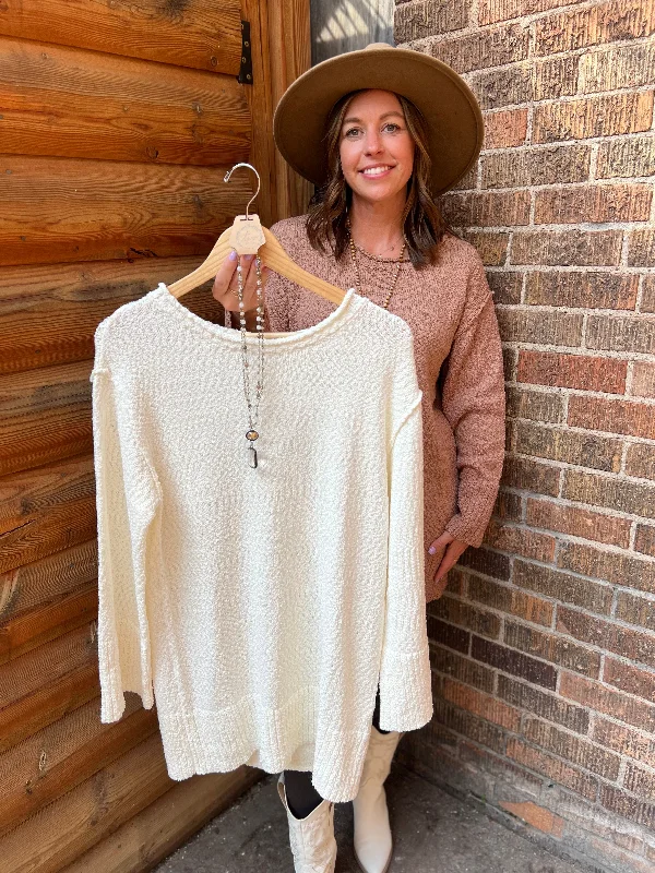 Chunky Knit Crewneck Tunic Sweater Dress Tailored Straight A-Line