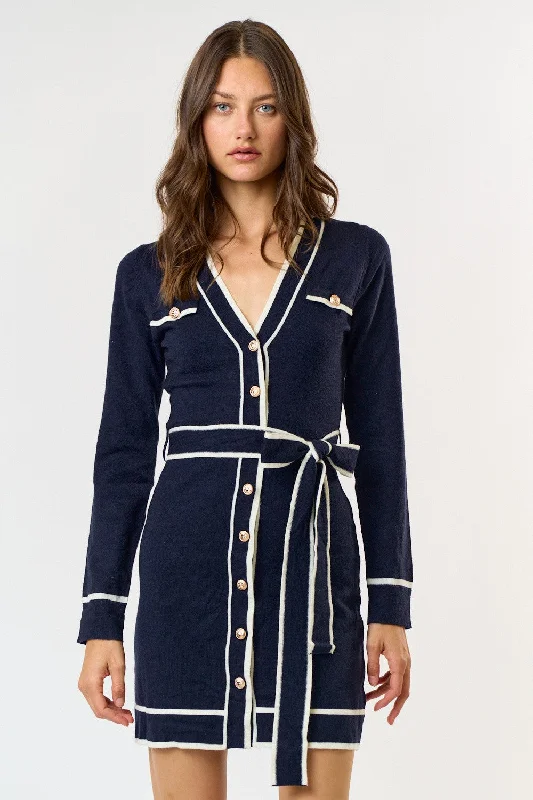 Double Duty Navy Sweater plus Dress Chenille Blend Fleece Blend Nylon Blend