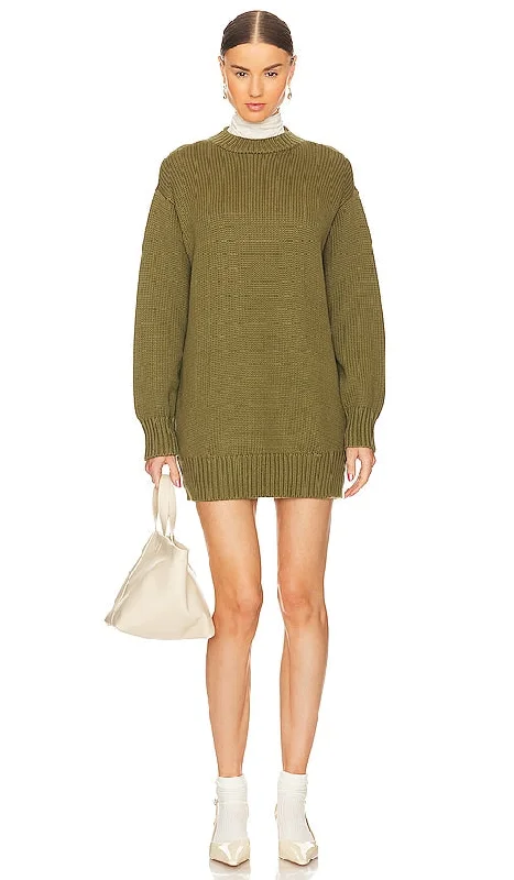 L'Academie Manal Sweater Dress in Army Bright Pastel Dark