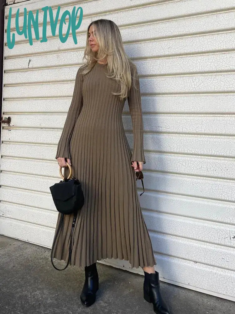 Lunivop New Elegant Knit Soft Pleated Women Dress Winter Fashion O-neck Lace-Up White Black Sweater Dress Female Chic Party Dress Anti-Pilling Anti-Shrink Durable Lunivop New Elegant Knit Soft Pleated Women Dress Winter Fashion O-neck Lace-Up White Black Sweater Dress Female Chic Party Dress Anti-Pilling Anti-Shrink Durable