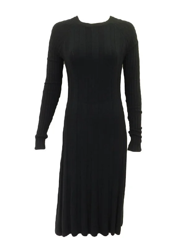 Modest People Ribbed Sweater Dress Welt Pockets Slit Pockets Flap Pockets