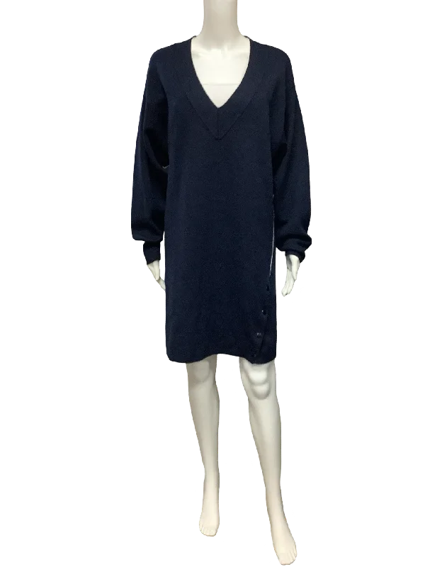 Rag & Bone Sweater Dress V Neck Midi Size: S Plaid Sweater Polka Dot Checkered