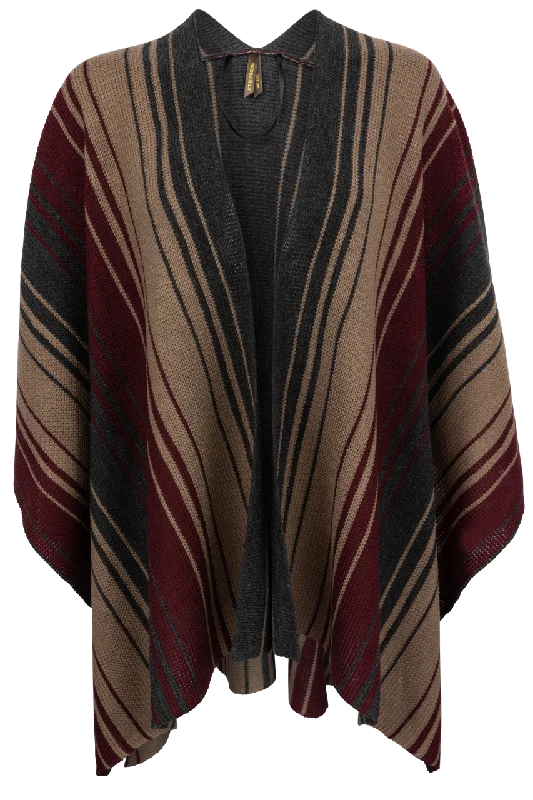 Stetson Women's Ombre Sweater Poncho Real Fur Shearling Chenille