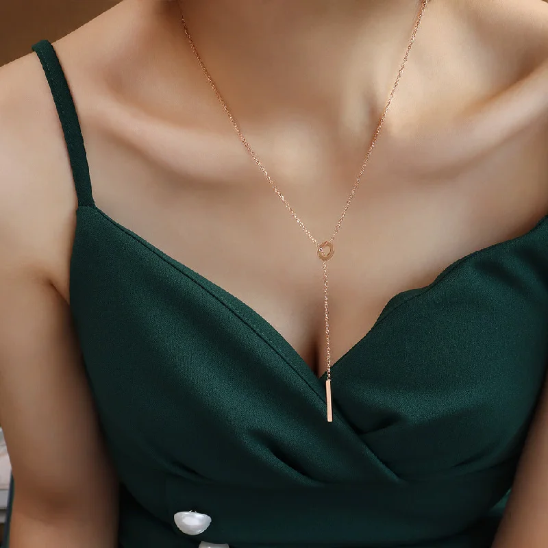 P060 rose gold wafer long necklace 50 5cm
